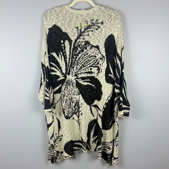 Desigual 99% Cotton Black & Cream Floral Patterned Open Cardigan Size Small - Picture 10 of 11
